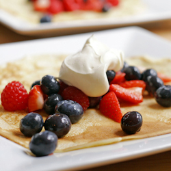 cream filled pancake packets berries