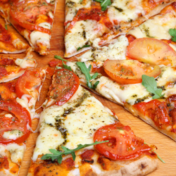 fresh tomato tortilla pizza