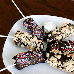 chocolate covered banana popsicles